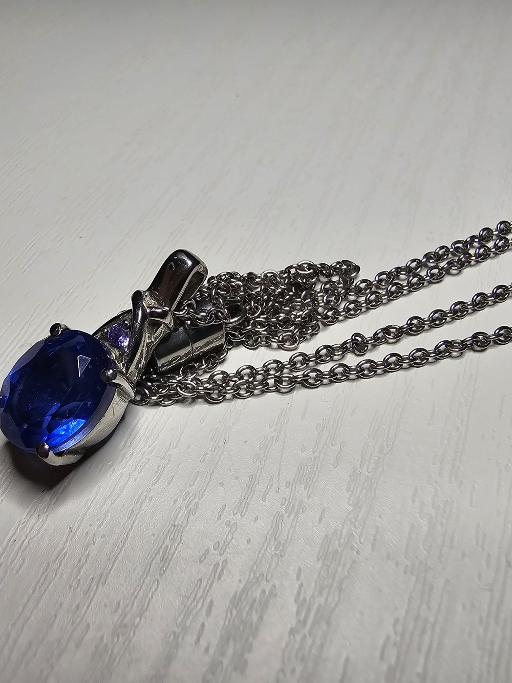 Ceylon Color Quartz, Simulated Tanzanite Diamong Pendant